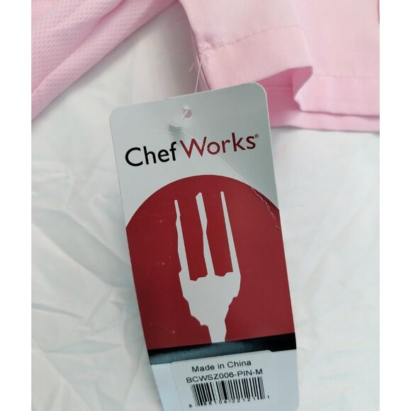 New Chef Works Pink Short Sleeve Work Women Shirt Size Medium Top Zip Complete - Picture 4 of 15